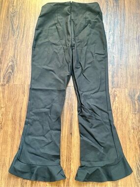 C/MEO Collective Black Ruffle Hem Flared Pants, Size Small
